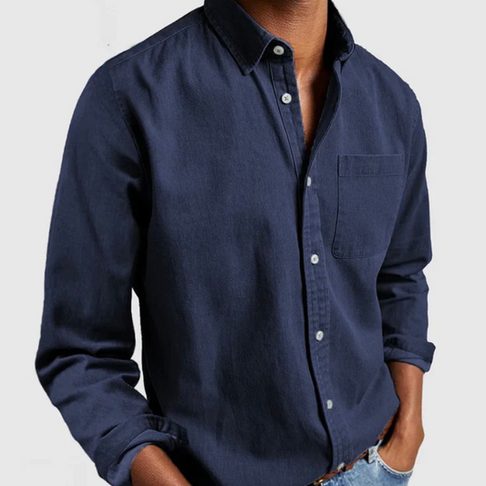 Hemd mit Knopfleiste | Langarm | Leichtgewicht | Baumwollhemd | Herrenhemd-Blau-L-Chaps Herrenmode