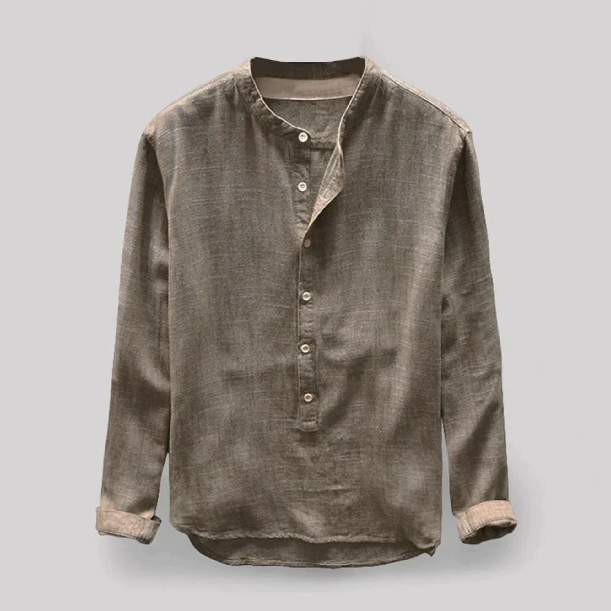 Hemd mit Knopfleiste - Langarm - Lose Passform - Henley-Hemd - Herrenhemd-Chaps Herrenmode