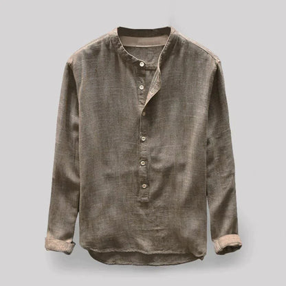 Hemd mit Knopfleiste - Langarm - Lose Passform - Henley-Hemd - Herrenhemd-Chaps Herrenmode