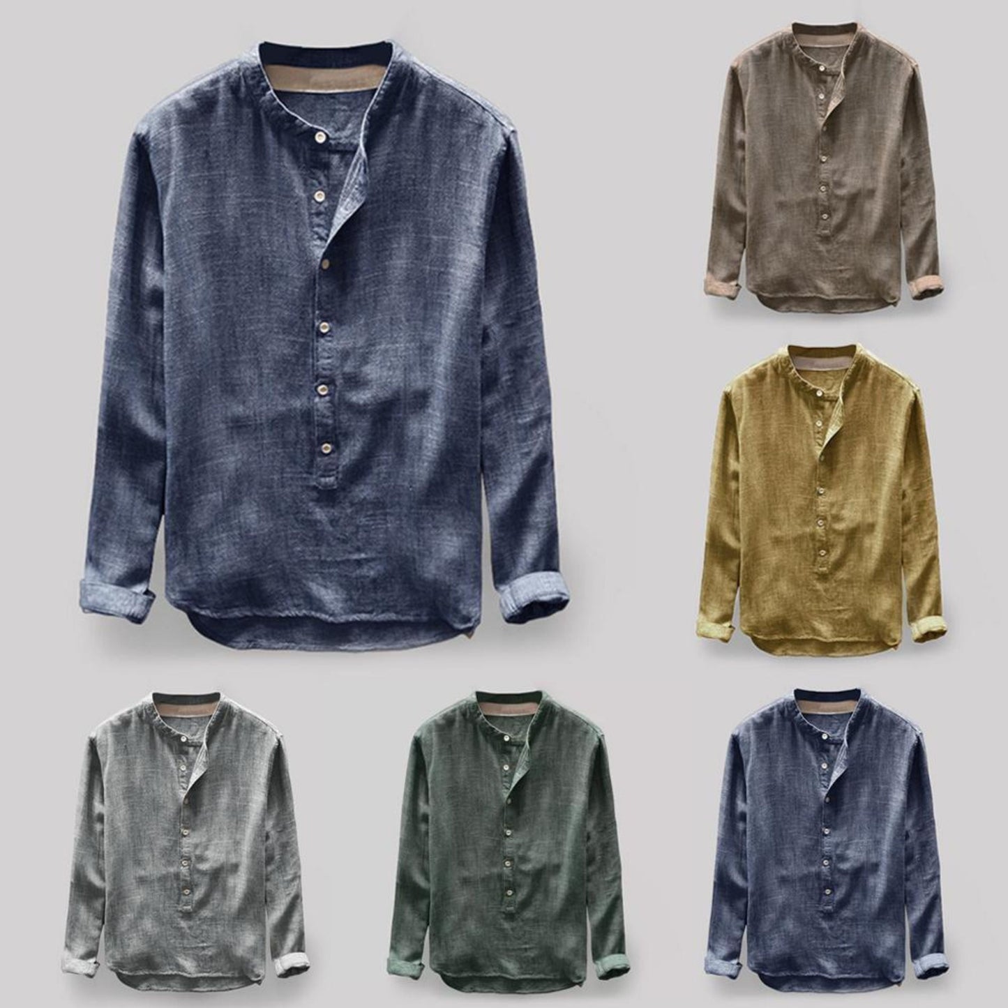 Hemd mit Knopfleiste - Langarm - Lose Passform - Henley-Hemd - Herrenhemd-Chaps Herrenmode