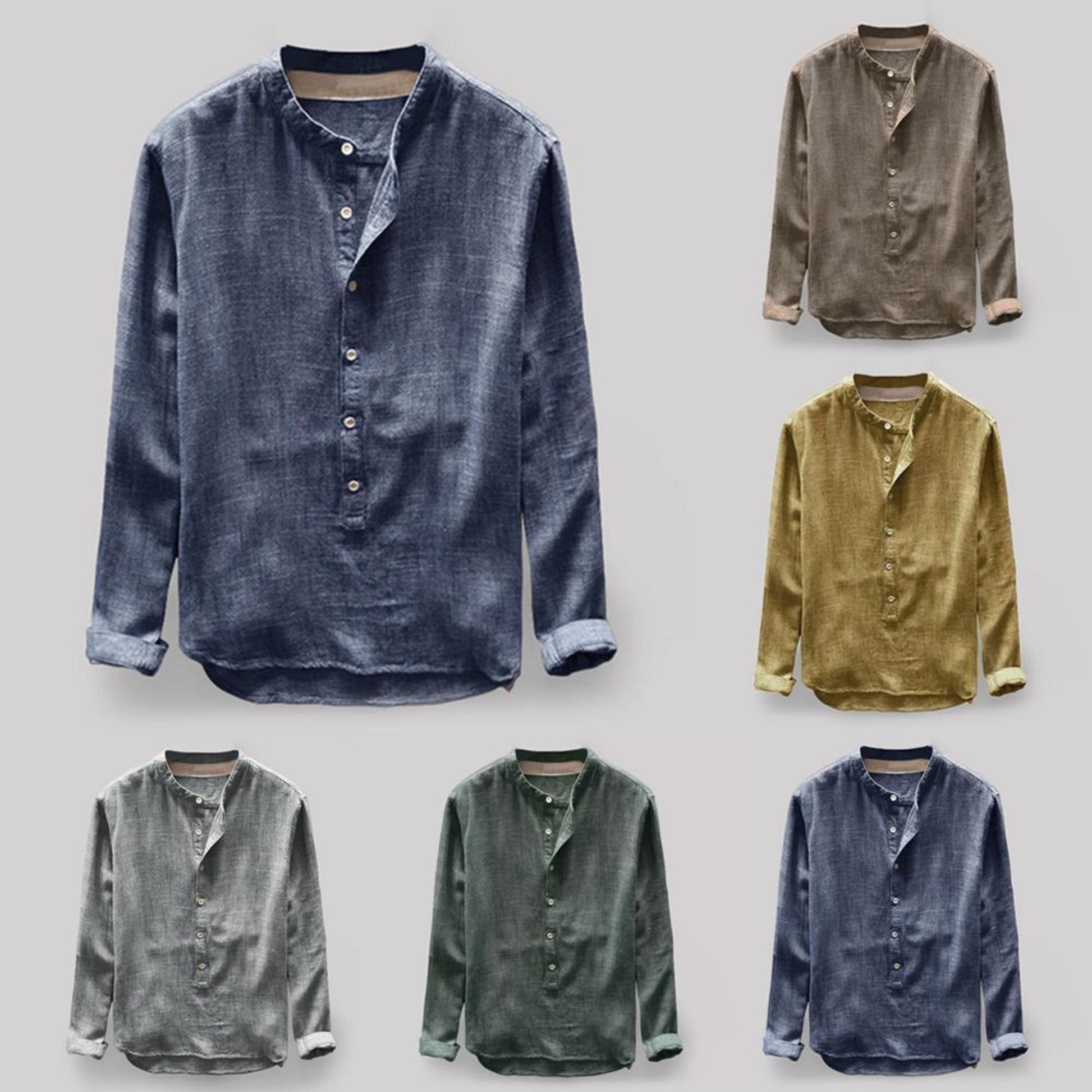 Hemd mit Knopfleiste - Langarm - Lose Passform - Henley-Hemd - Herrenhemd-Chaps Herrenmode