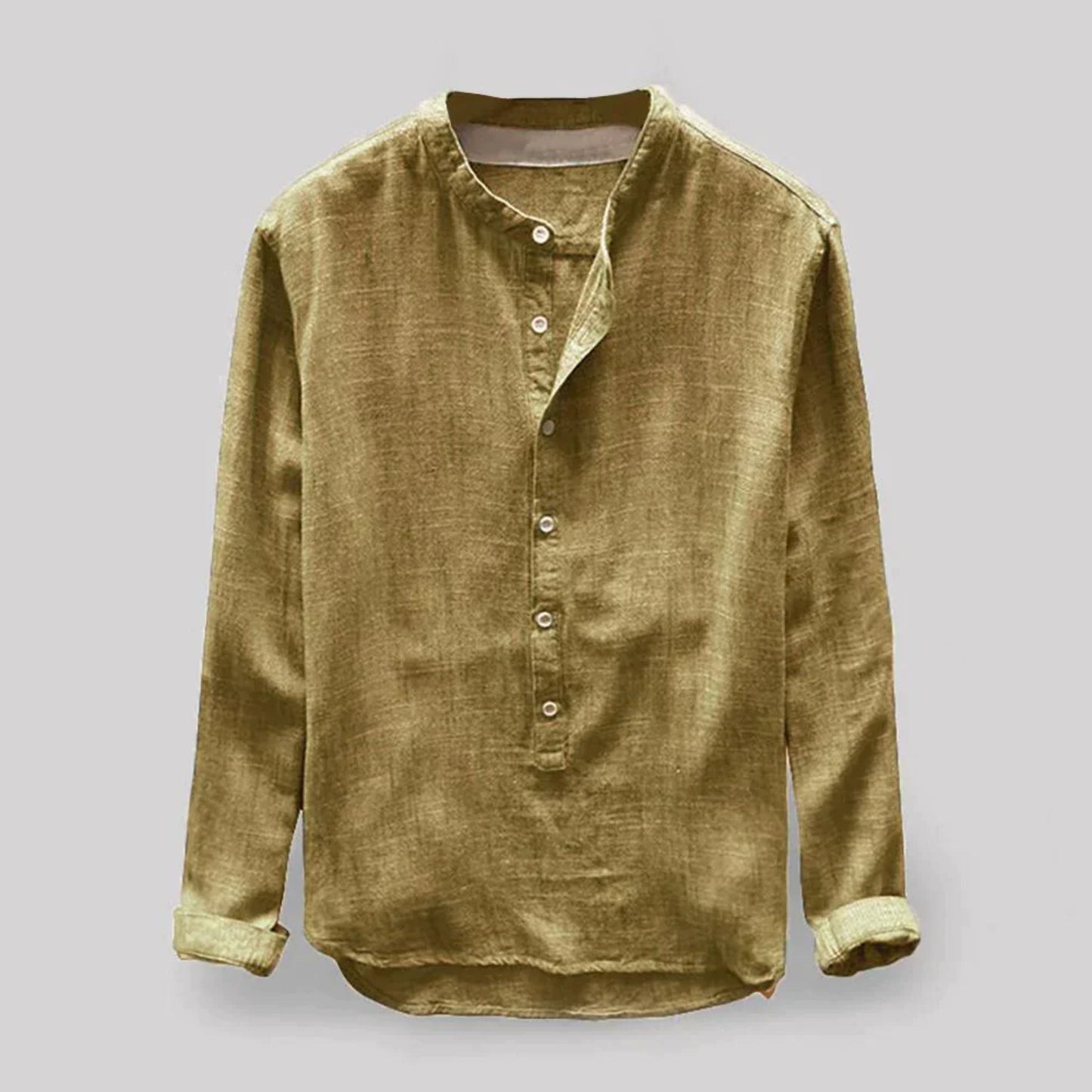 Hemd mit Knopfleiste - Langarm - Lose Passform - Henley-Hemd - Herrenhemd-Gelb-M-Chaps Herrenmode