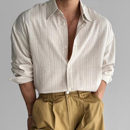 Hemd mit Kragen | Langarmhemd | Freizeithemd | Herrenhemden-Apricot-M-Chaps Herrenmode