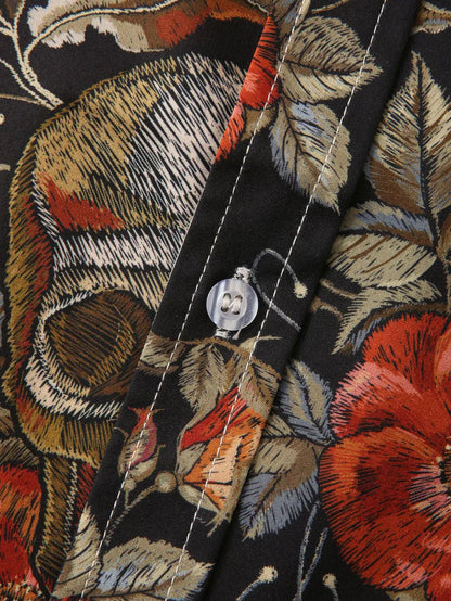 Hemd mit kurzen Ärmeln - Totenkopfdruck - mit Kragen - Hemd mit Knopfleiste - Herrenbekleidung-Chaps Herrenmode