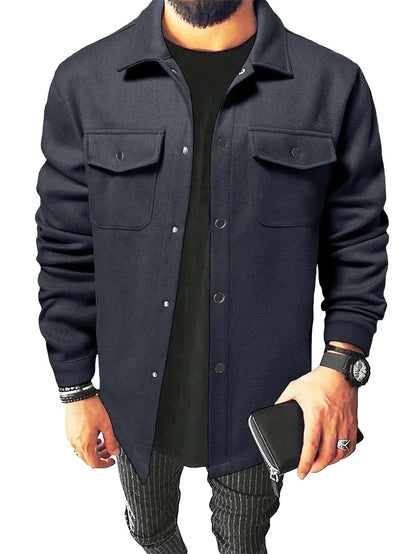 Hemdjacke – Herren-Langarm-Overshirt mit Knopfleiste-Hellblau-XS-Chaps Herrenmode