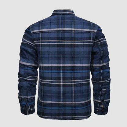 Hemdjacke – karierte, gesteppte Herren-Steppjacke mit Knöpfen-Chaps Herrenmode