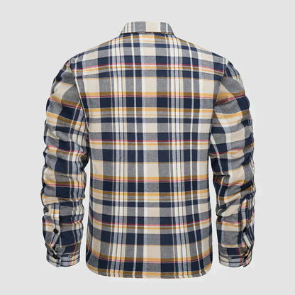 Hemdjacke – karierte, gesteppte Herren-Steppjacke mit Knöpfen-Chaps Herrenmode