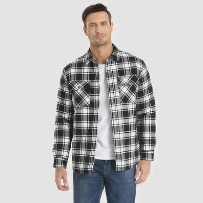 Hemdjacke – karierte, gesteppte Herren-Steppjacke mit Knöpfen-Chaps Herrenmode