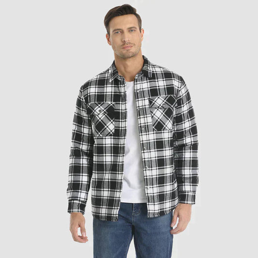 Hemdjacke – karierte, gesteppte Herren-Steppjacke mit Knöpfen-Chaps Herrenmode
