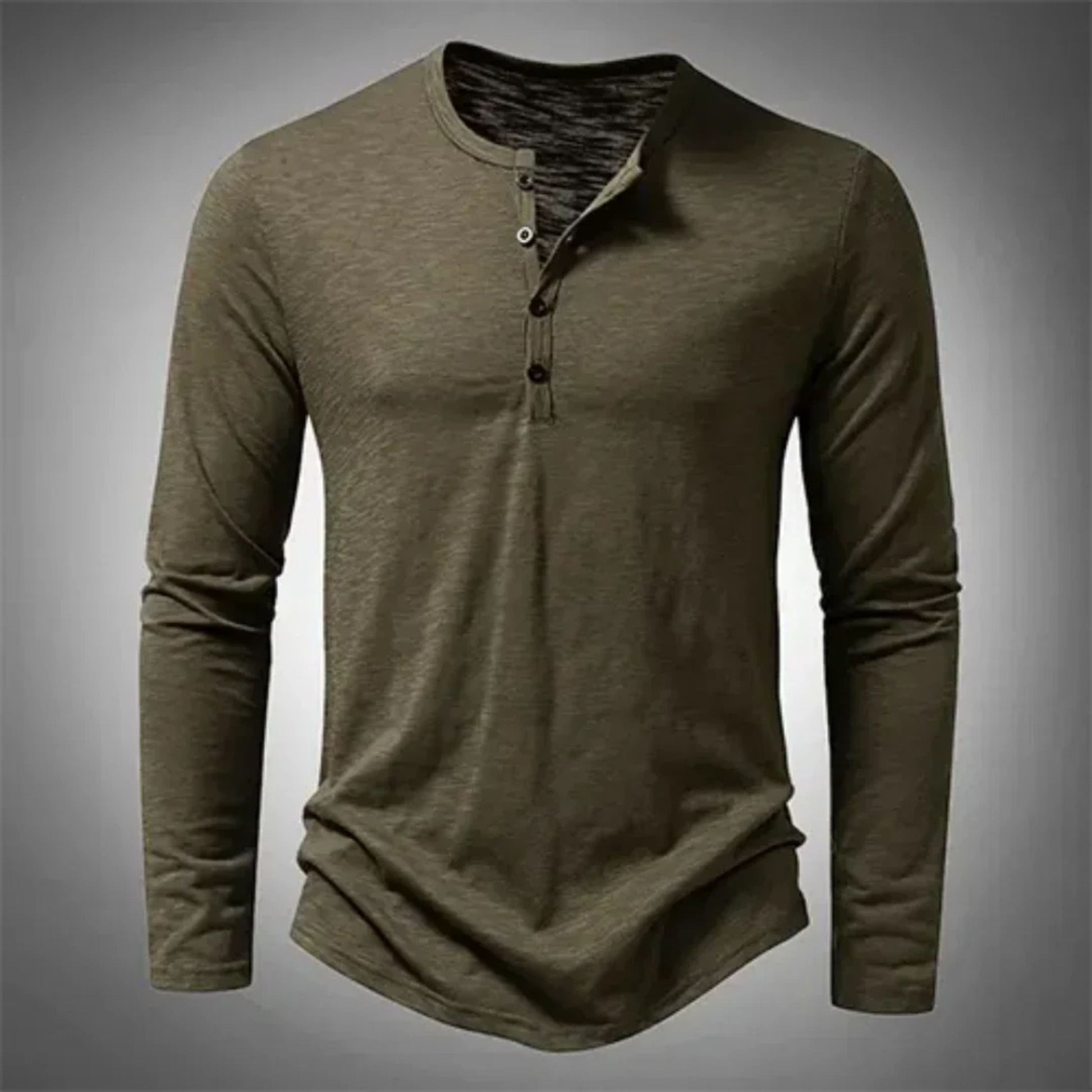 Henley-Shirt – Lässig – Halb geknöpft – Langarm-T-Shirt – Herrenbekleidung-Grün-S-Chaps Herrenmode