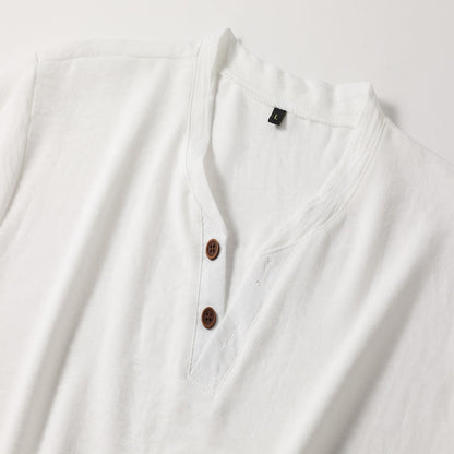 Henley-Shirt | V-Ausschnitt | Kurzarm | Knopf-T-Shirt | Herren-Sommer-Shirt-Chaps Herrenmode