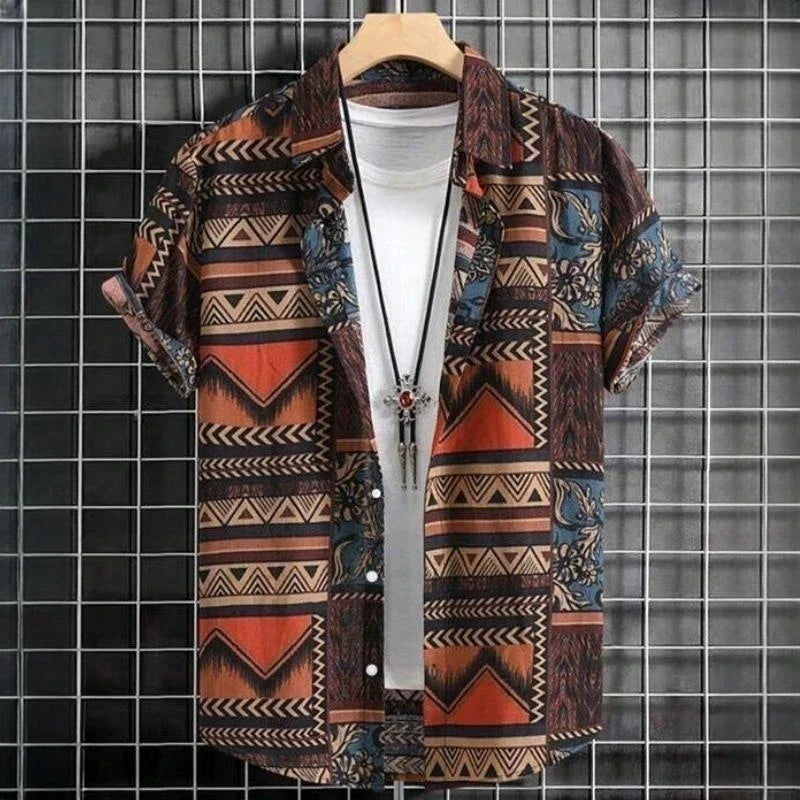 Henry - Vintage Hawaii-Hemden für Männer-Braun-L-Chaps Herrenmode