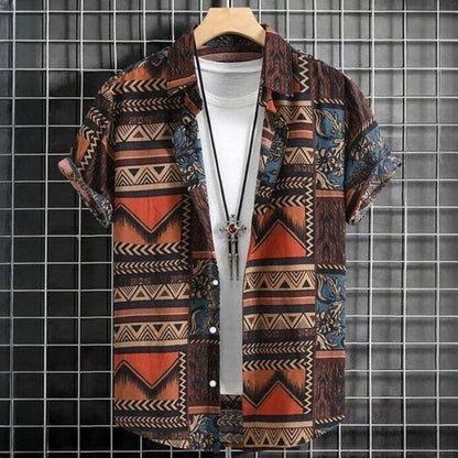 Henry - Vintage Hawaii-Hemden für Männer-Braun-L-Chaps Herrenmode