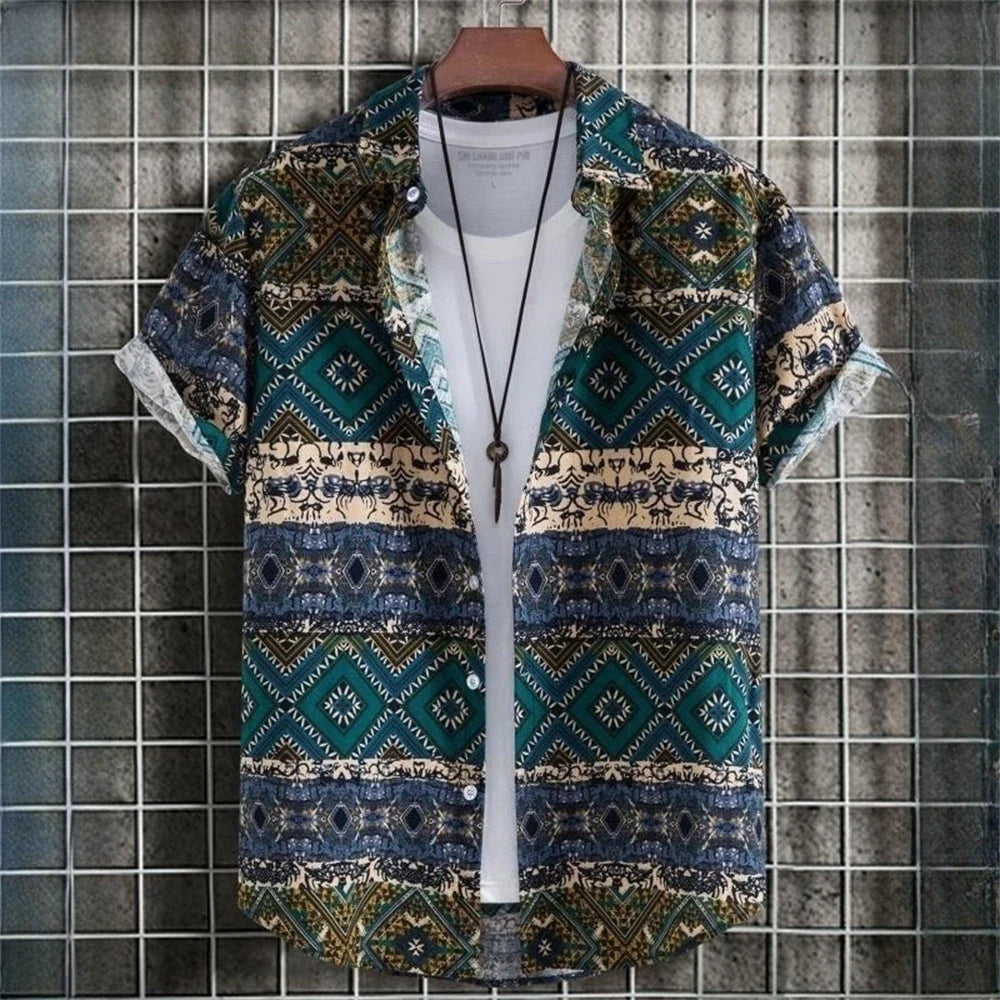 Henry - Vintage Hawaii-Hemden für Männer-Grün-L-Chaps Herrenmode