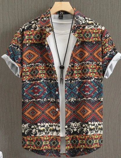 Henry - Vintage Hawaii-Hemden für Männer-Khaki-L-Chaps Herrenmode
