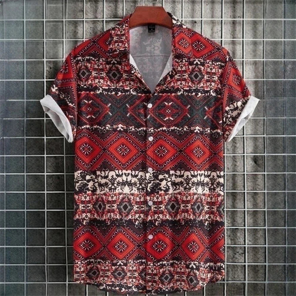 Henry - Vintage Hawaii-Hemden für Männer-Rot-L-Chaps Herrenmode