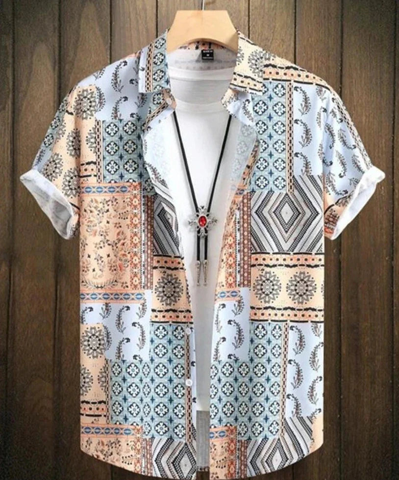 Henry - Vintage Hawaii-Hemden für Männer-Weiß-L-Chaps Herrenmode