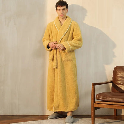 Herren Bademantel | Lang | Winter | Handtuchmantel | Herren Bademantel-Gelb-M-Chaps Herrenmode