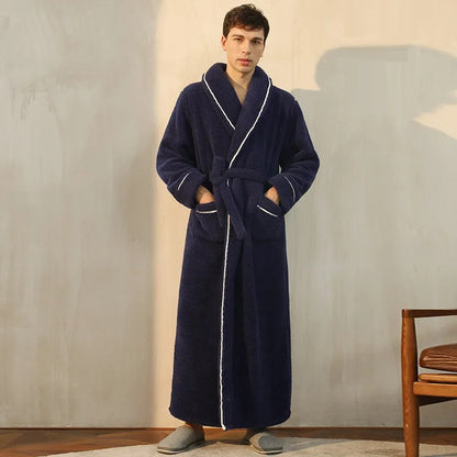Herren Bademantel | Lang | Winter | Handtuchmantel | Herren Bademantel-Marineblau-M-Chaps Herrenmode