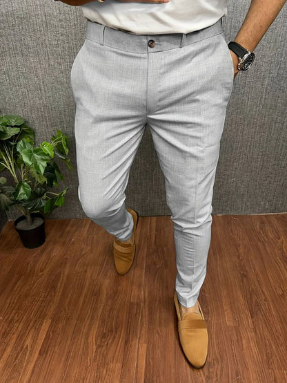 Herren-Chinos | Klassisch | Slim Fit | Chino-Hosen | Herrenhosen-Grau-S-Chaps Herrenmode