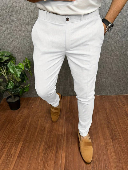 Herren-Chinos | Klassisch | Slim Fit | Chino-Hosen | Herrenhosen-Weiß-S-Chaps Herrenmode