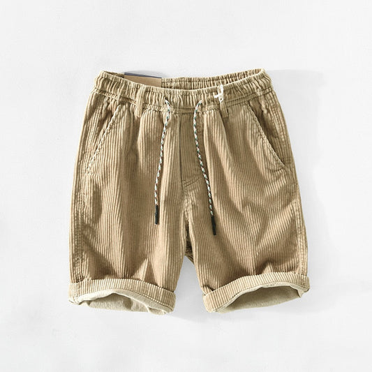 Herren-Cordshorts | Elastischer Bund | Locker sitzend | Sommershorts | Herren-Shorts-Beige-S-Chaps Herrenmode