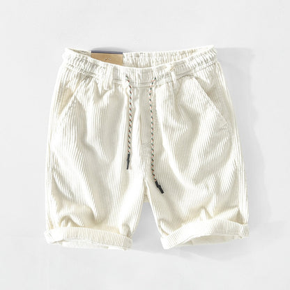 Herren-Cordshorts | Elastischer Bund | Locker sitzend | Sommershorts | Herren-Shorts-Weiß-S-Chaps Herrenmode