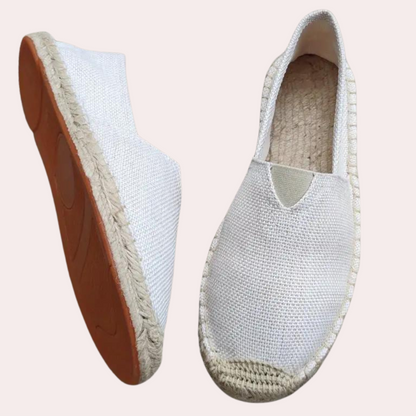 Herren Espadrilles - Slip-On - Sommer - Canvas Loafers - Canvas Schuhe-Weiß-39-Chaps Herrenmode