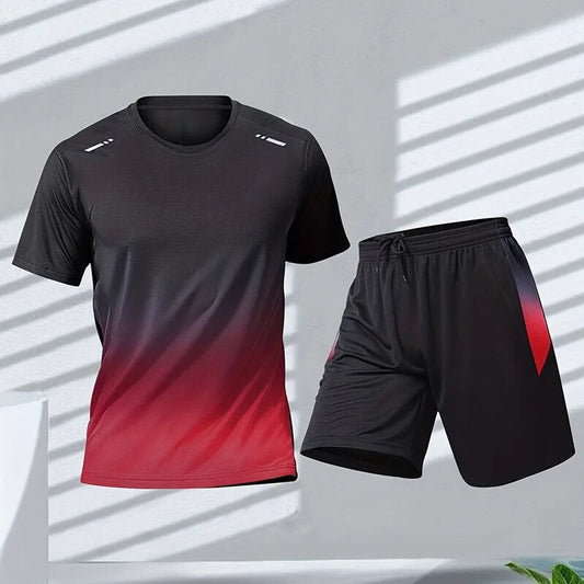 Herren Gymnastik Set - Zweiteilig - Schnell trocknend - Shorts und T-Shirt Set - Trainingskleidung für Männer-Chaps Herrenmode