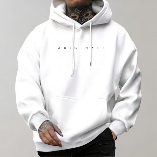 Herren-Hoodie – Bequemer, trendiger Pullover-Hoodie mit Kängurutasche-Weiß-S-Chaps Herrenmode