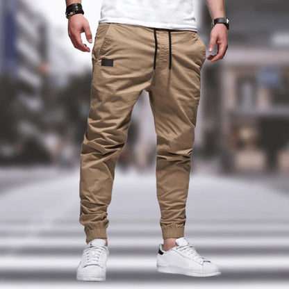 Herren Jogger | Drawstring | Freizeit | Cargohosen | Herrenhosen-Beige-M-Chaps Herrenmode