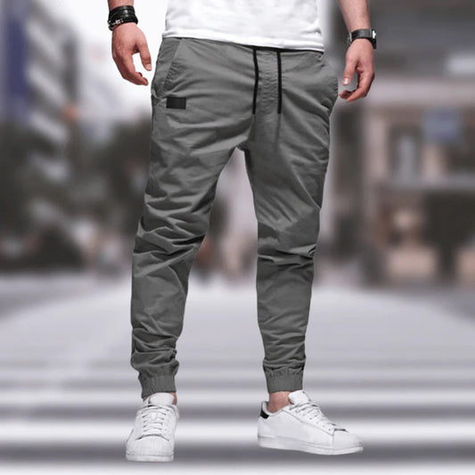Herren Jogger | Drawstring | Freizeit | Cargohosen | Herrenhosen-Grau-M-Chaps Herrenmode