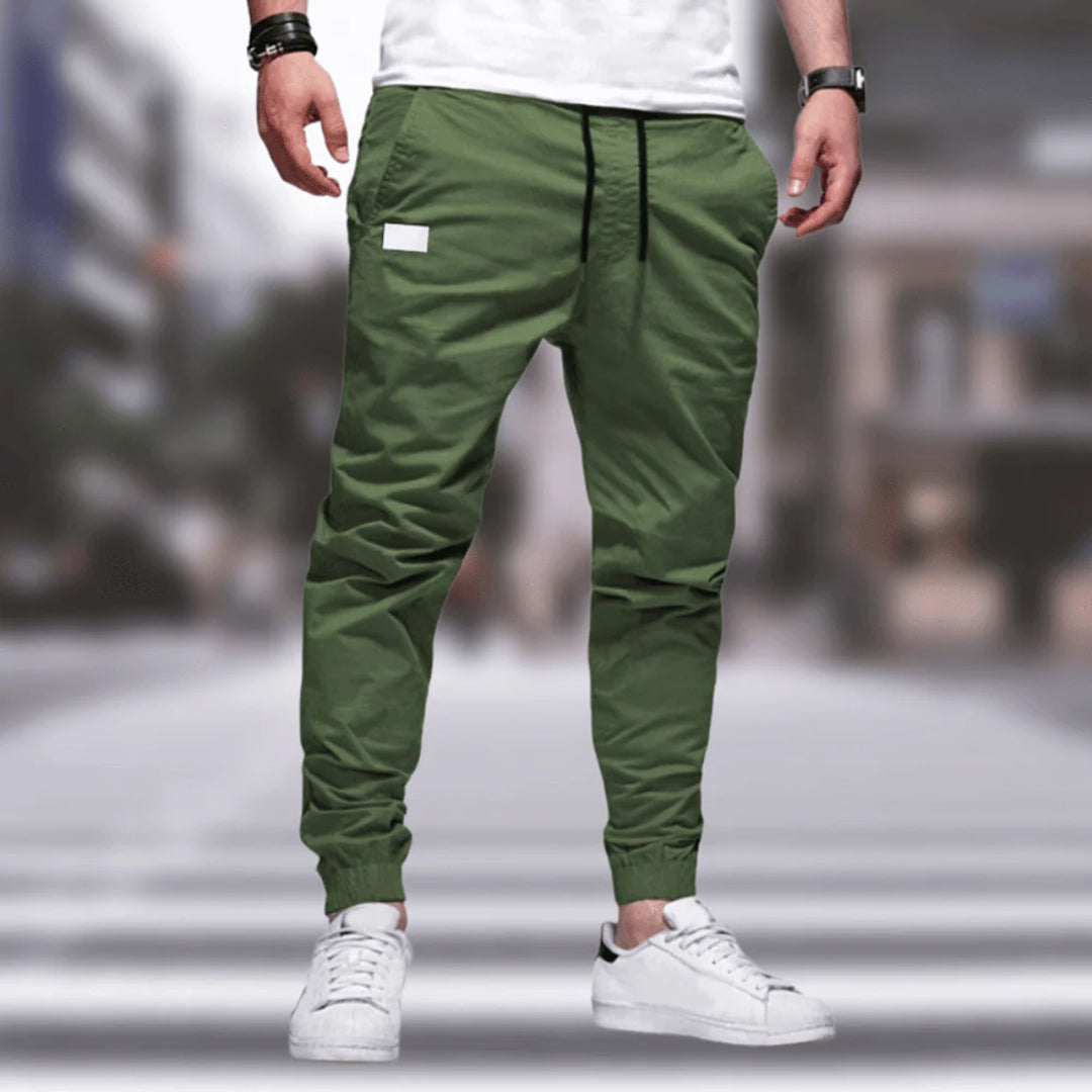 Herren Jogger | Drawstring | Freizeit | Cargohosen | Herrenhosen-Grün-M-Chaps Herrenmode
