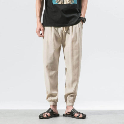 Herren Jogger - Freizeit - Leichtgewicht - Kordelzughosen - Herrenhosen-Beige-S-Chaps Herrenmode