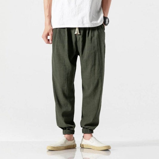 Herren Jogger - Freizeit - Leichtgewicht - Kordelzughosen - Herrenhosen-Grün-S-Chaps Herrenmode