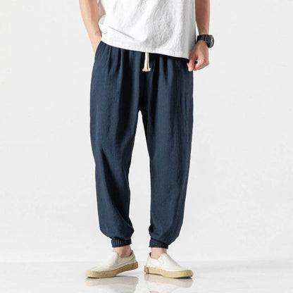 Herren Jogger - Freizeit - Leichtgewicht - Kordelzughosen - Herrenhosen-Marineblau-S-Chaps Herrenmode
