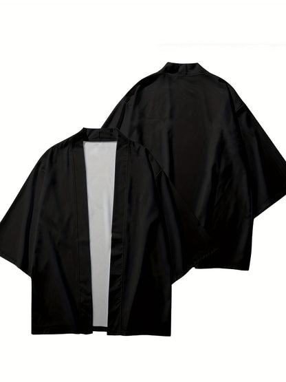 Herren-Kimono – locker sitzendes, übergroßes Overshirt mit kurzer Ärmel und offener Vorderseite-Chaps Herrenmode