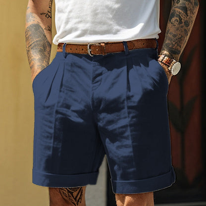 Herren Leinen Shorts | Baumwolle | Sommer | Leinen Shorts | Herren Shorts-Blau-S-Chaps Herrenmode