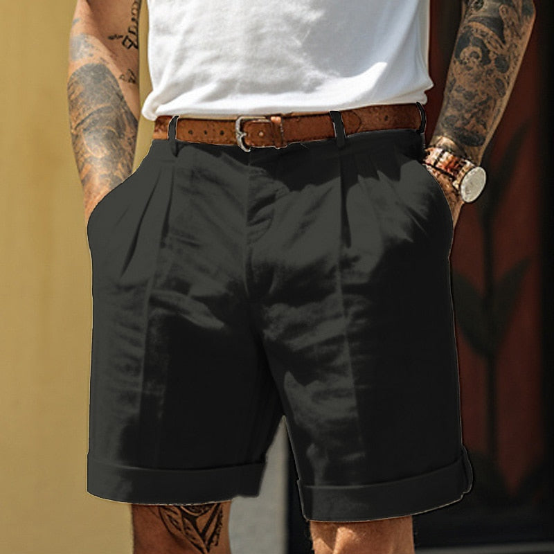 Herren Leinen Shorts | Baumwolle | Sommer | Leinen Shorts | Herren Shorts-Schwarz-S-Chaps Herrenmode