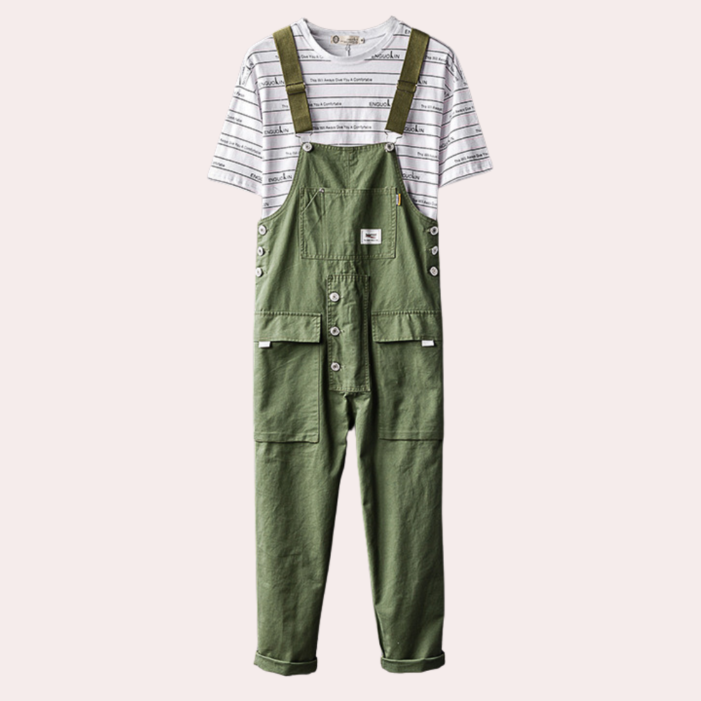 Herren-Overalls | Cargohosen | Taschen | Latzhosen | Herrenbekleidung-Grün-M-Chaps Herrenmode