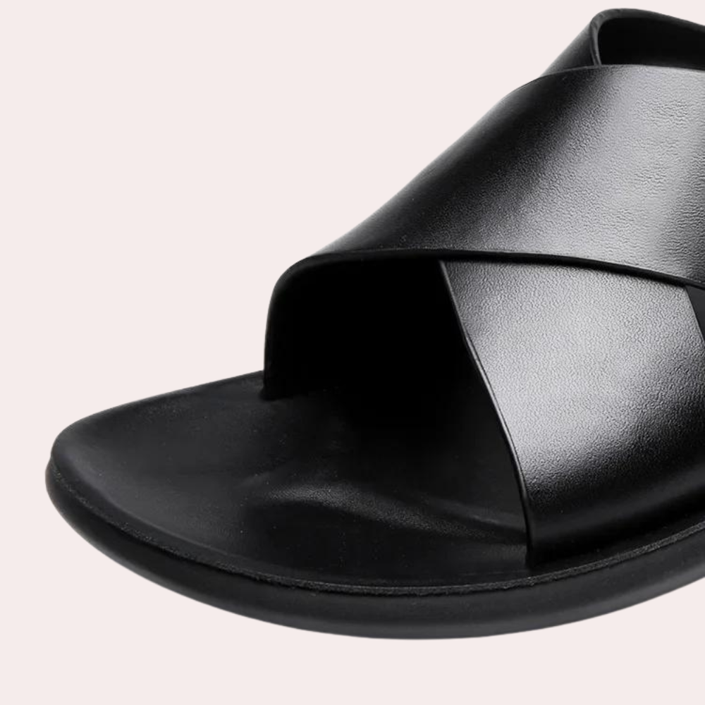 Herren-Pantoletten – Slipper – Leder – Sommerschuhe – Herrensandalen-Chaps Herrenmode