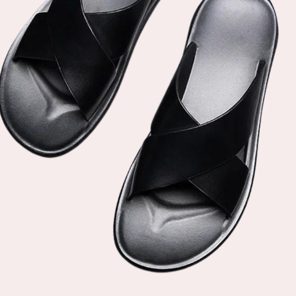 Herren-Pantoletten – Slipper – Leder – Sommerschuhe – Herrensandalen-Chaps Herrenmode