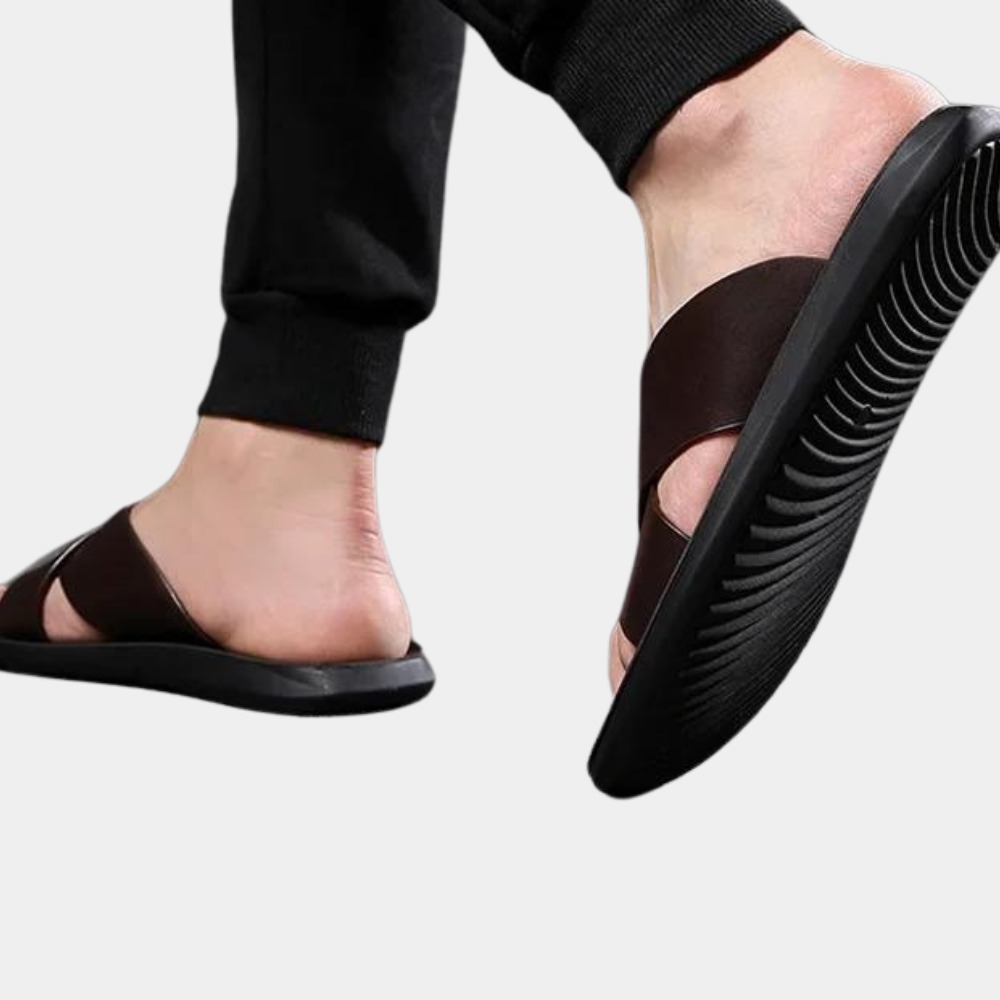 Herren-Pantoletten – Slipper – Leder – Sommerschuhe – Herrensandalen-Chaps Herrenmode