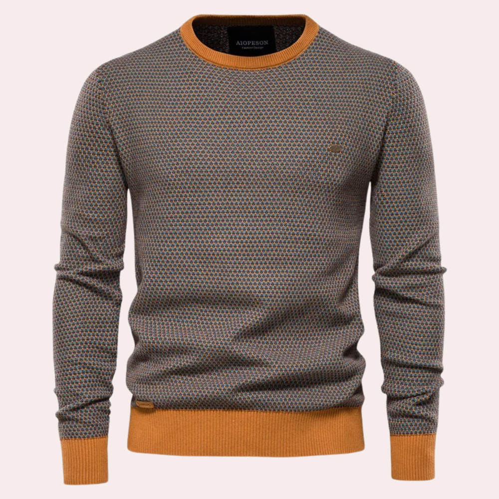 Herren Pullover | Rundhalsausschnitt | Regular Fit | Strickpullover | Herrenbekleidung-Orange-S-Chaps Herrenmode