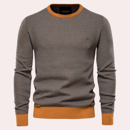 Herren Pullover | Rundhalsausschnitt | Regular Fit | Strickpullover | Herrenbekleidung-Orange-S-Chaps Herrenmode
