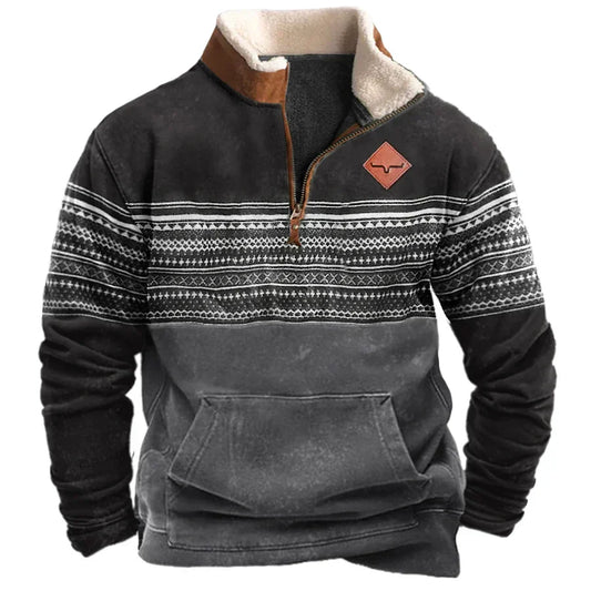 Herren-Pullover mit halbem Reißverschluss – Warm – Winter – Fleece-Pullover – Herren-Pullover mit Viertelreißverschluss-S-Chaps Herrenmode