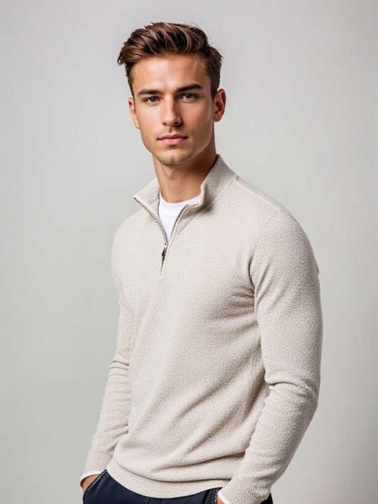 Herren Quarter Zip Pullover - Herren Strickpullover mit halbem Reißverschluss-Chaps Herrenmode