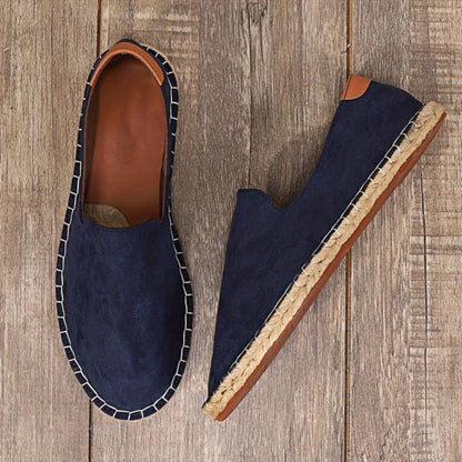Herren Sommerschuhe - Flach - Slip-On - Leichte Schuhe - Herren Espadrilles-Blau-38-Chaps Herrenmode