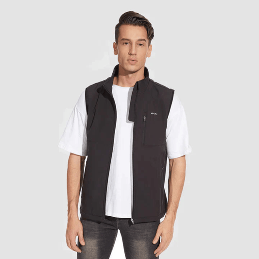 Herren-Sommerweste – mit Reißverschluss – ärmellos – taktische Weste – Herren-Gilet-Schwarz-XS-Chaps Herrenmode
