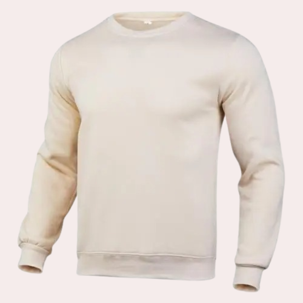 Herren-Sweatshirt | Rundhalsausschnitt | Pullover | Einfarbiges Sweatshirt | Herrenbekleidung-Aprikose-S-Chaps Herrenmode